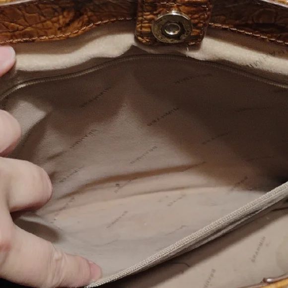 SALE! Auth Brahmin Melbourne Athena Pecan Crocodile Embossed Tote W Attached Bag - Picture 10 of 15